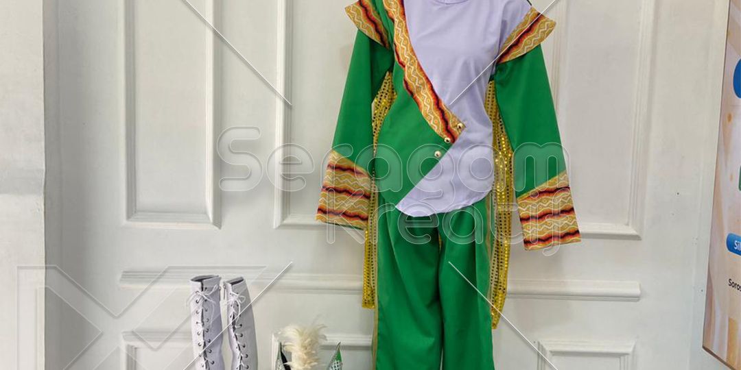 Baju Drumband Hijau Kombinasi Batik